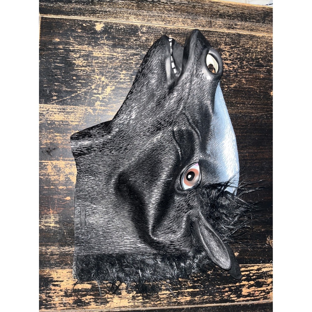 Realistic Black Horse Head Mask Latex Animal Costume Halloween Novelty Prop - Picture 2 of 3